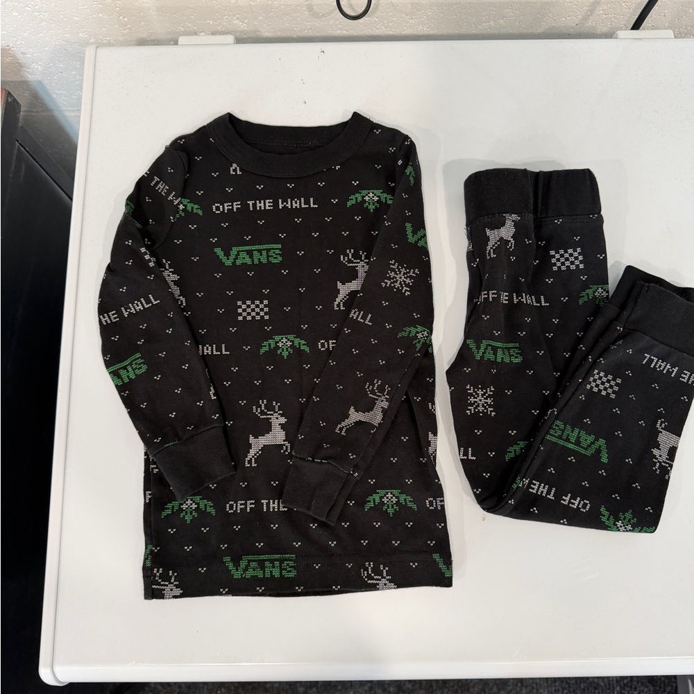 Vans Black and Green Holiday Reindeer Kids Pajama Set
